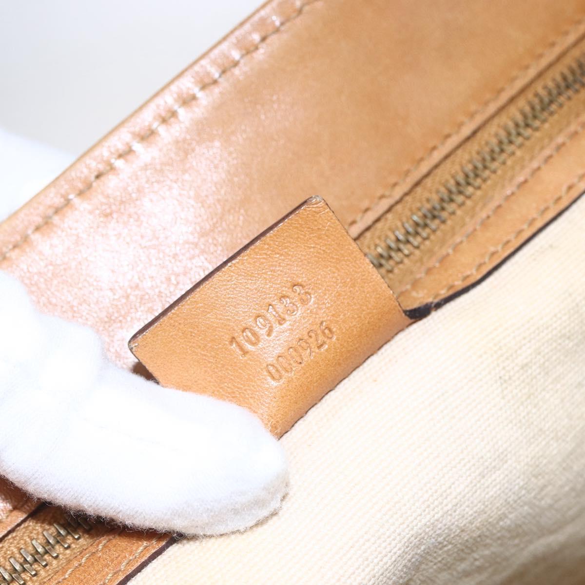 GUCCI Shoulder Bag Canvas Leather Beige Brown 109133 Auth 121302