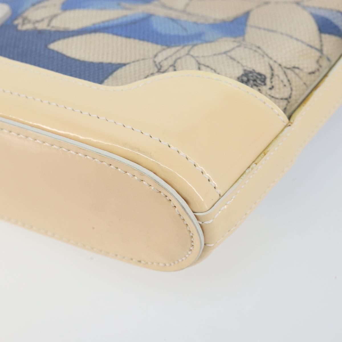 Salvatore Ferragamo Shoulder Bag Enamel Cream Blue Auth 121303