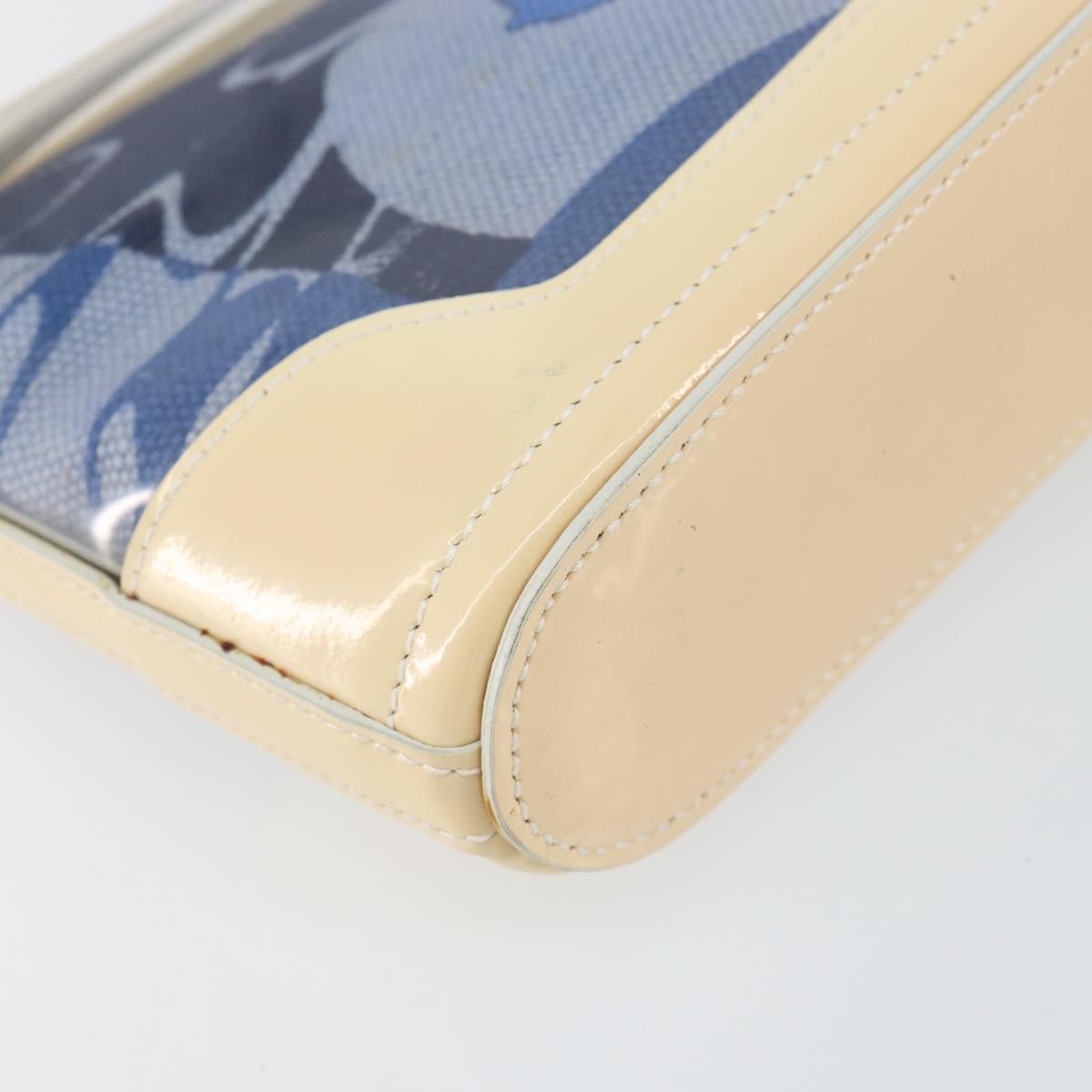 Salvatore Ferragamo Shoulder Bag Enamel Cream Blue Auth 121303