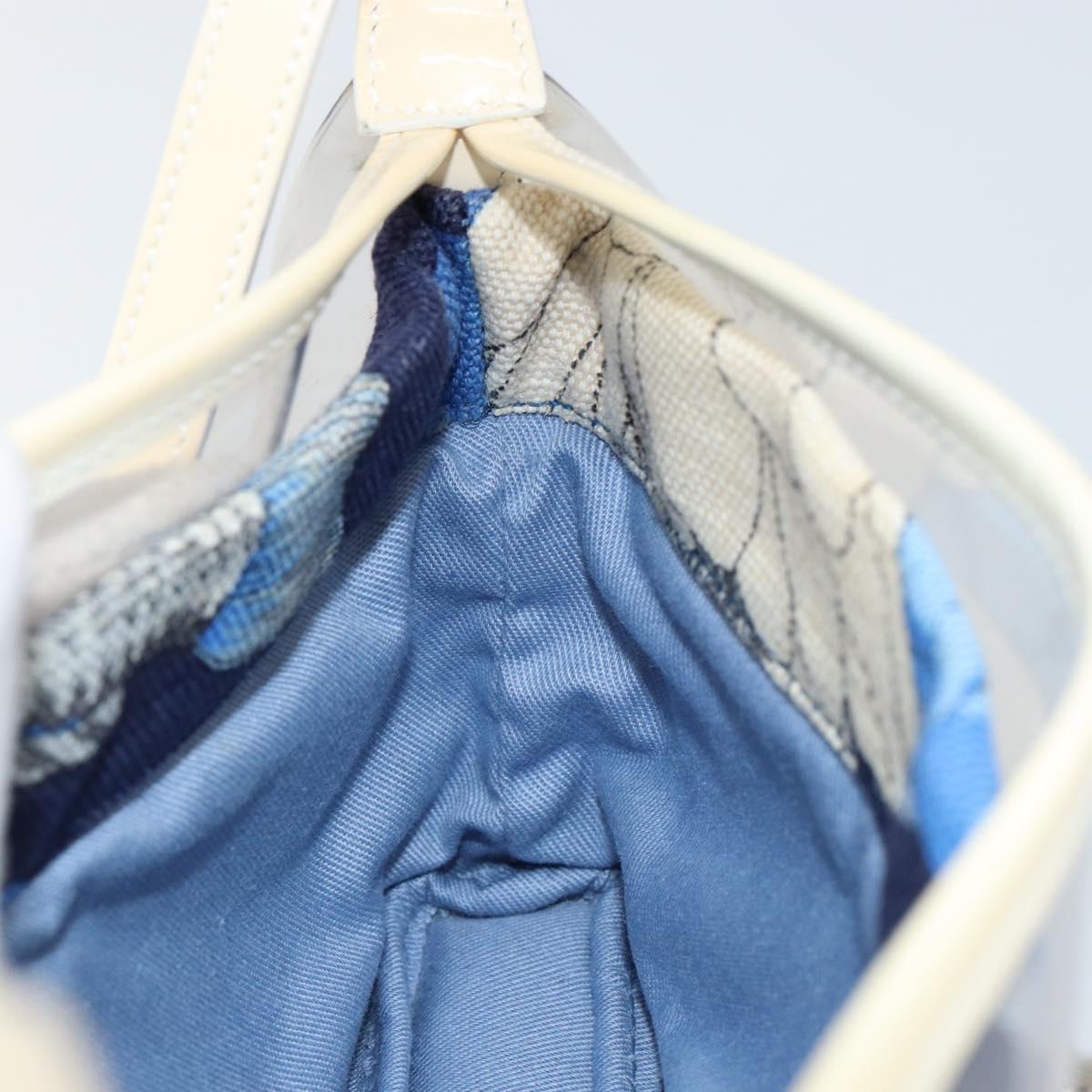 Salvatore Ferragamo Shoulder Bag Enamel Cream Blue Auth 121303