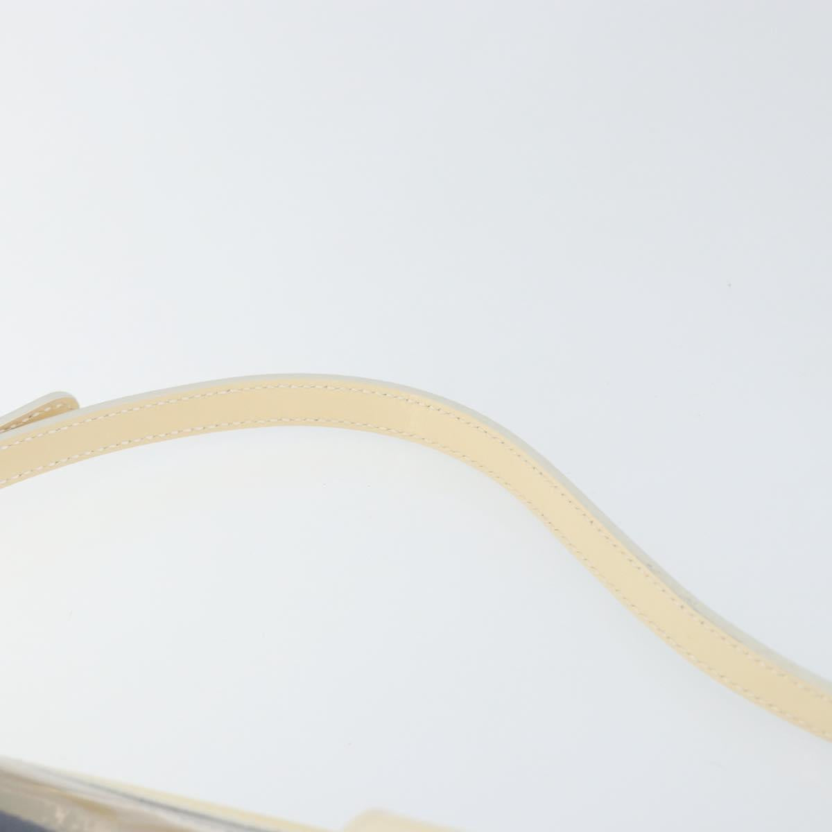 Salvatore Ferragamo Shoulder Bag Enamel Cream Blue Auth 121303