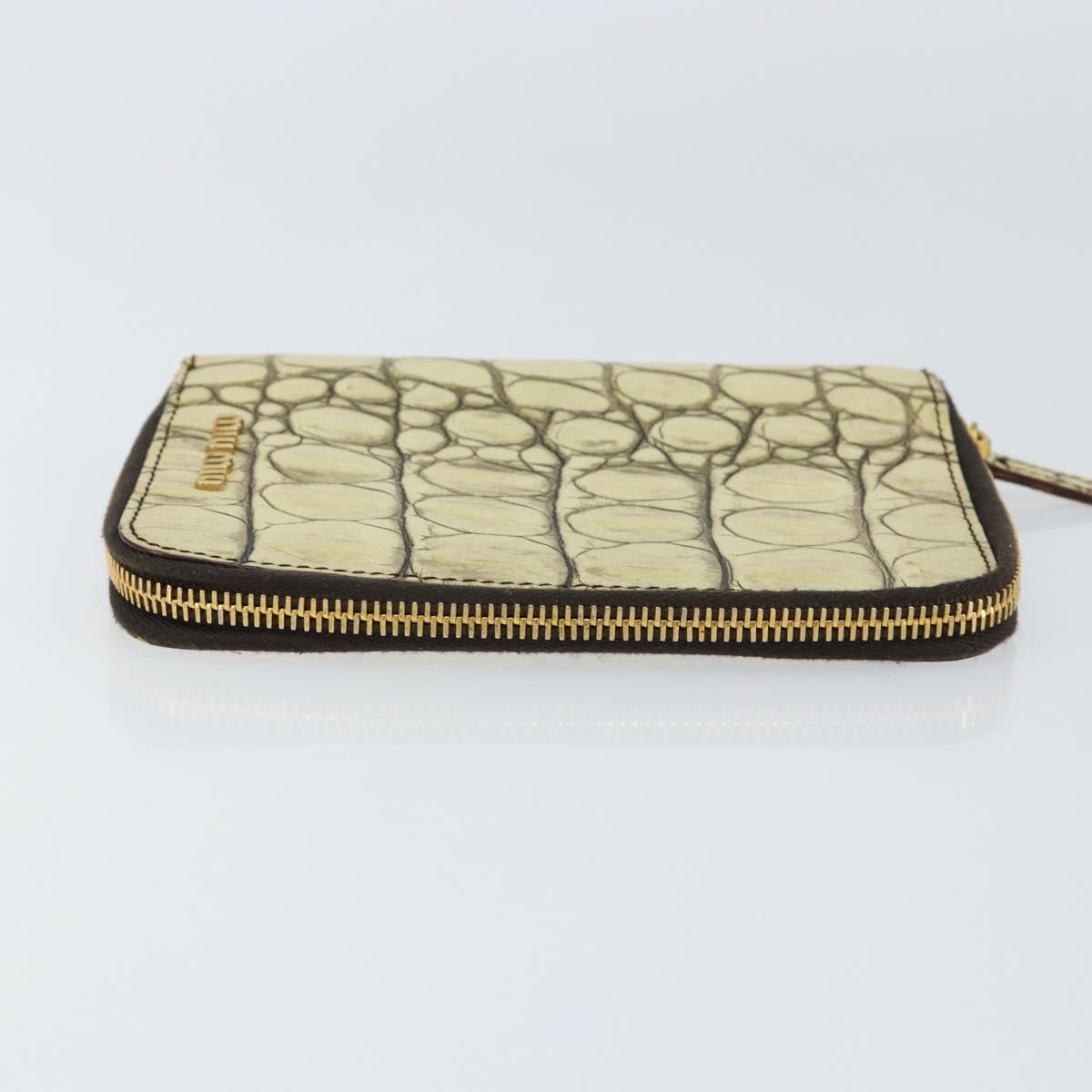 Miu Miu Day Planner Cover Leather Embossed Cream Auth 121305