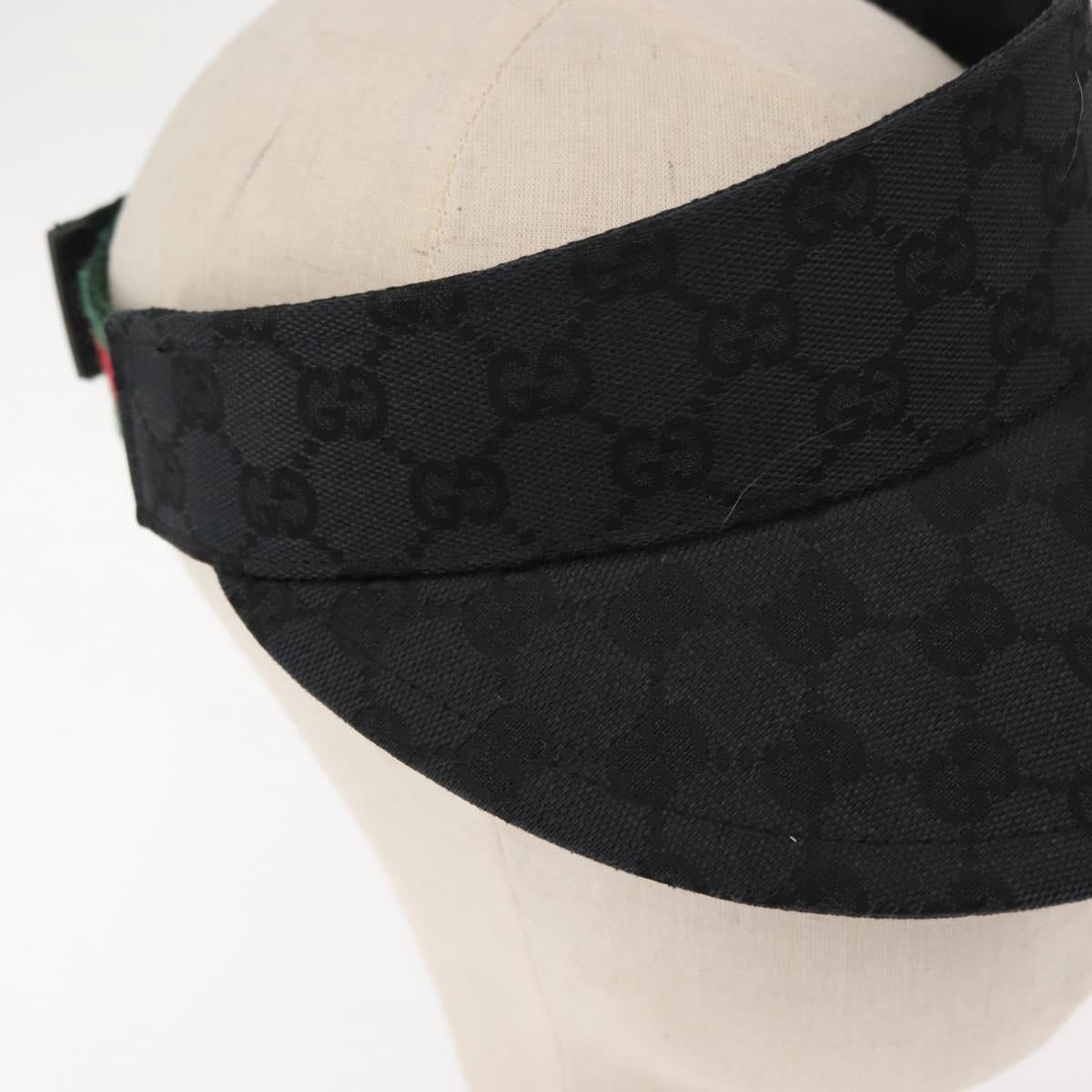 GUCCI GG Canvas Web Sherry Line Sun Visor S Black Red Auth 121306