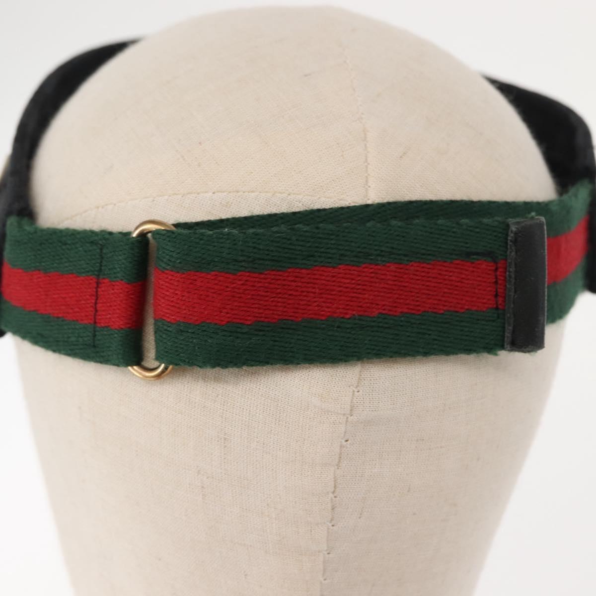 GUCCI GG Canvas Web Sherry Line Sun Visor S Black Red Auth 121306