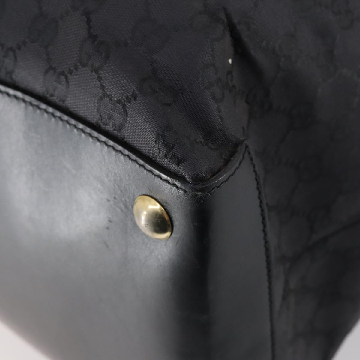 GUCCI GG Canvas Boston Bag Black Gold Auth 121312