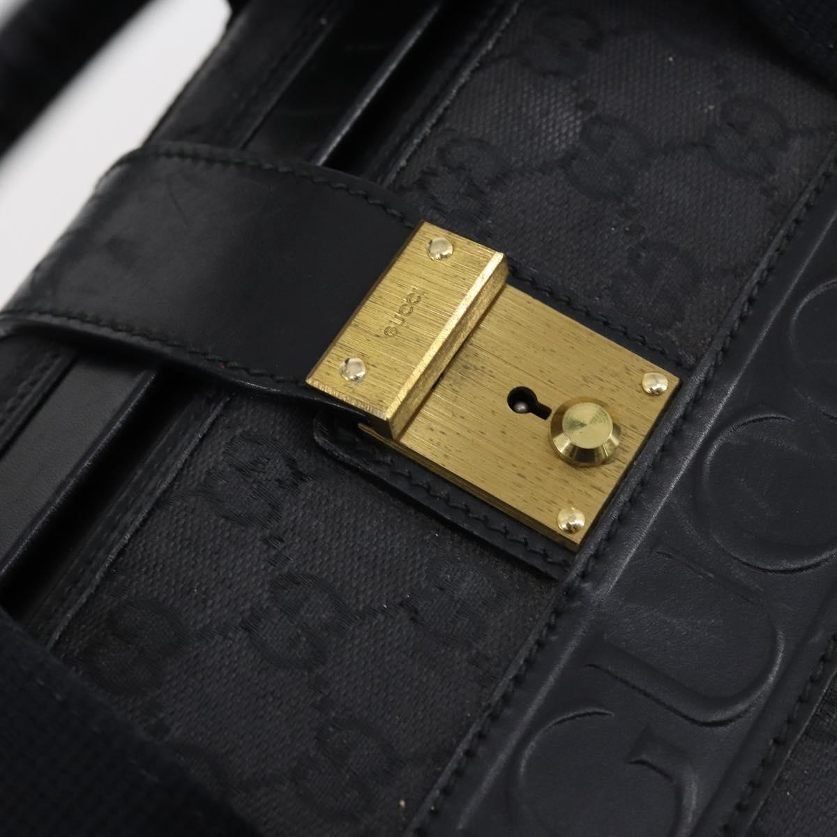 GUCCI GG Canvas Boston Bag Black Gold Auth 121312