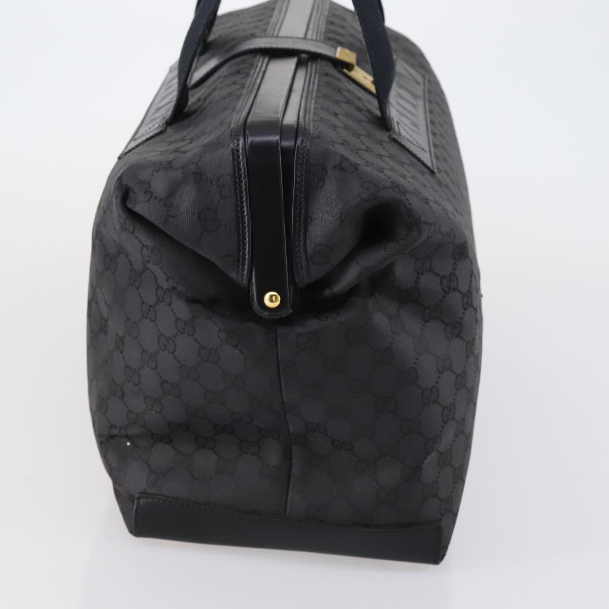 GUCCI GG Canvas Boston Bag Black Gold Auth 121312