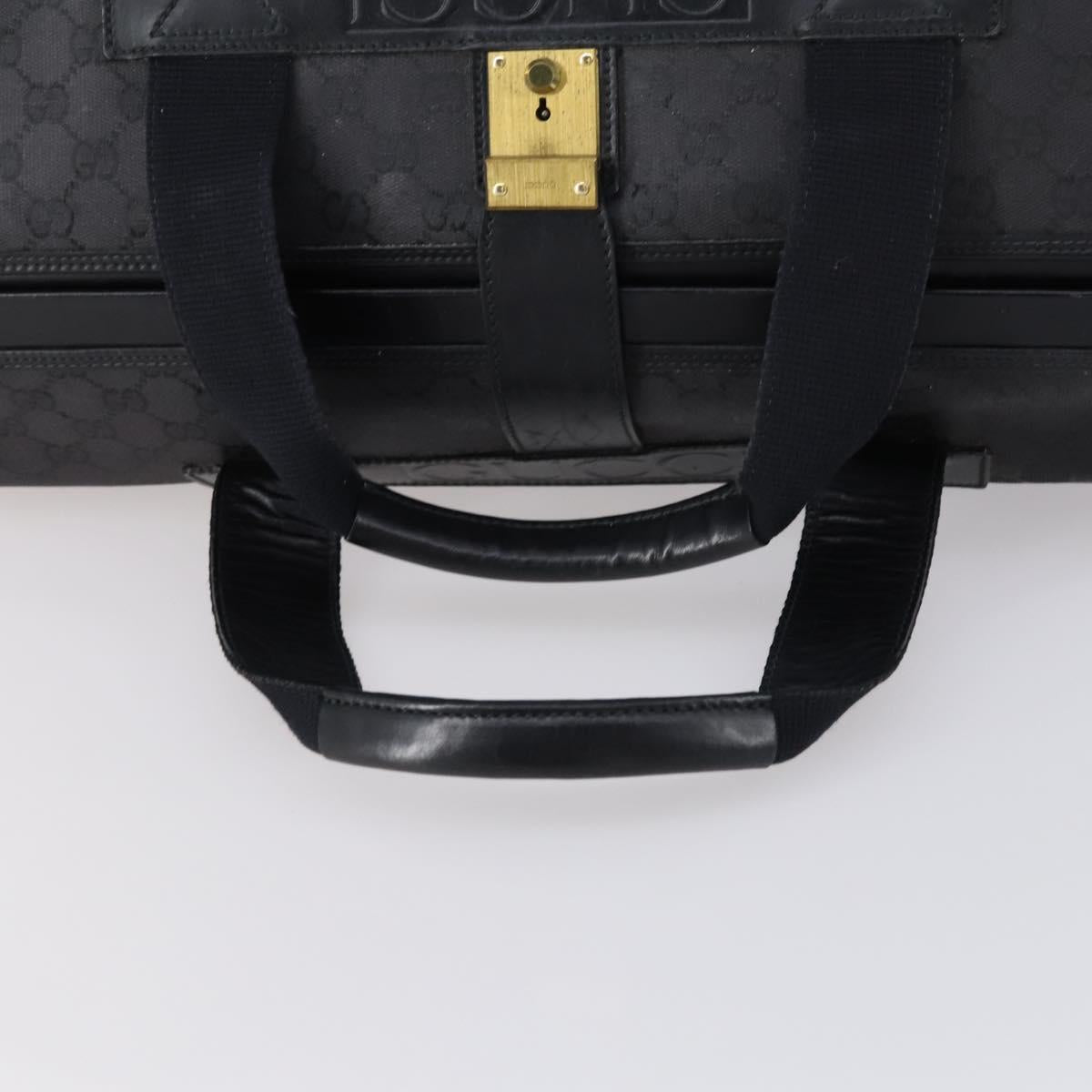 GUCCI GG Canvas Boston Bag Black Gold Auth 121312