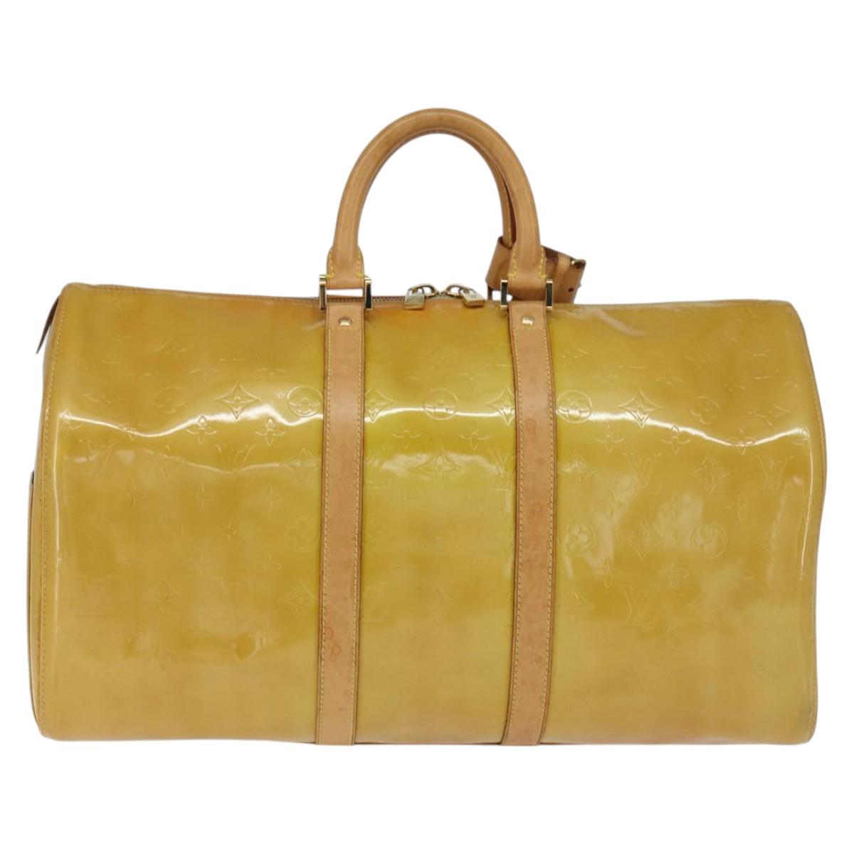 LOUIS VUITTON Monogram Vernis Mercer Boston Bag Beige M91000 LV Auth 121313