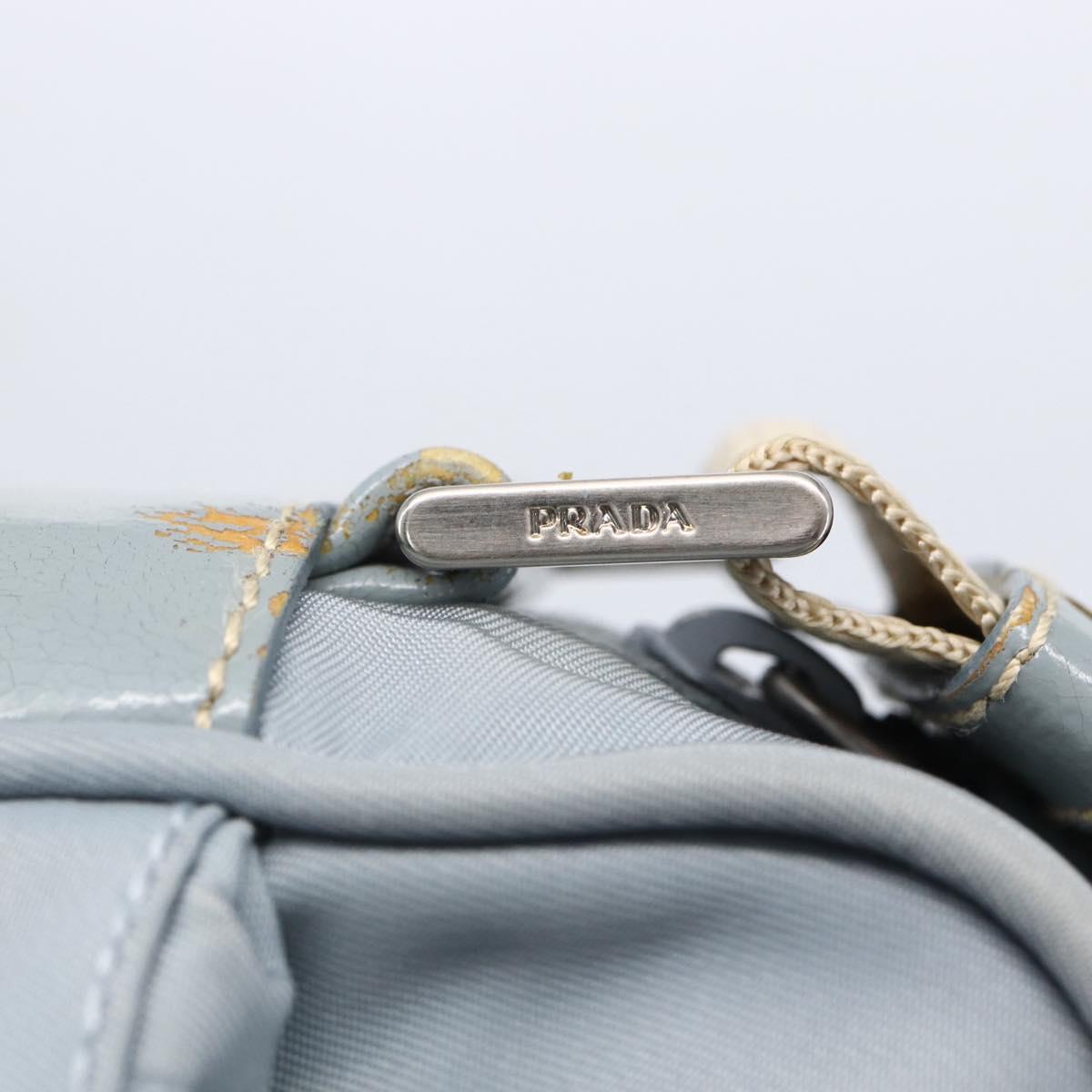 PRADA Shoulder Bag Nylon Light Blue Silver Auth 121317