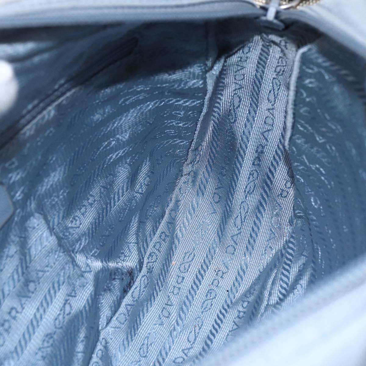 PRADA Shoulder Bag Nylon Light Blue Silver Auth 121317