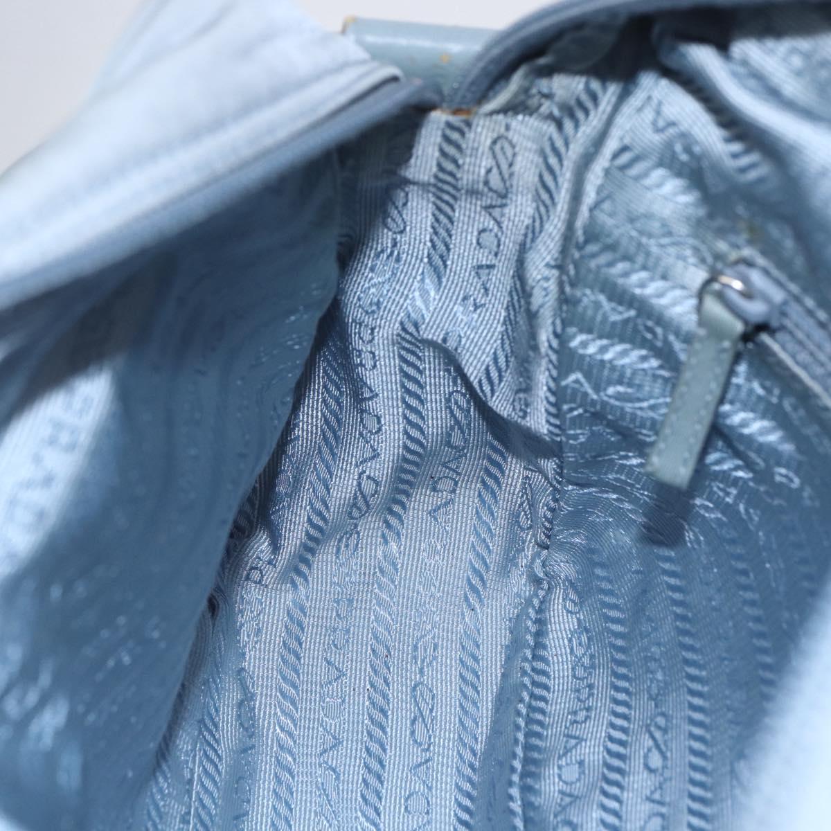 PRADA Shoulder Bag Nylon Light Blue Silver Auth 121317