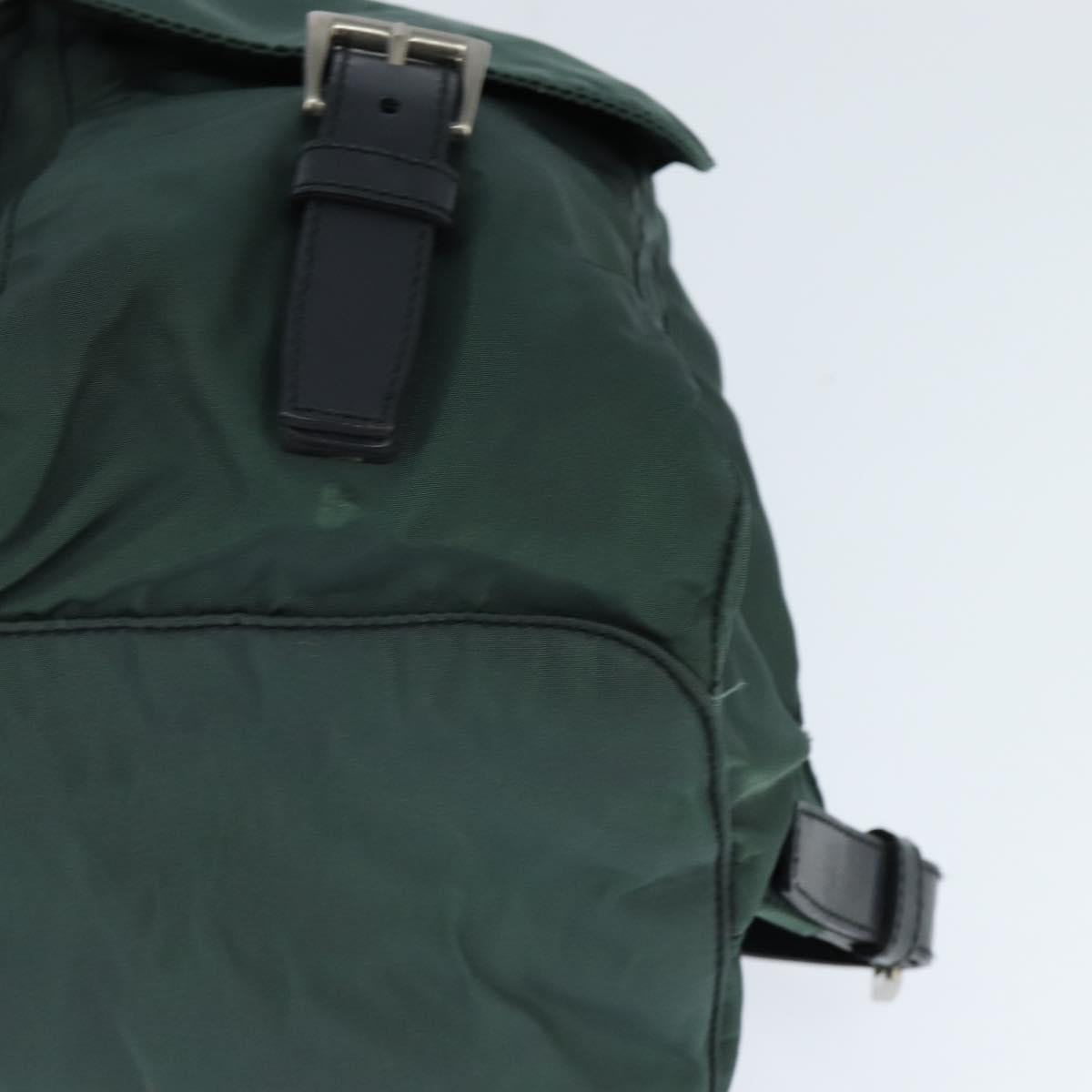 PRADA Backpack Nylon Khaki Silver Auth 121319