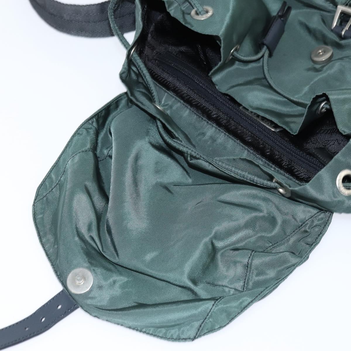 PRADA Backpack Nylon Khaki Silver Auth 121319