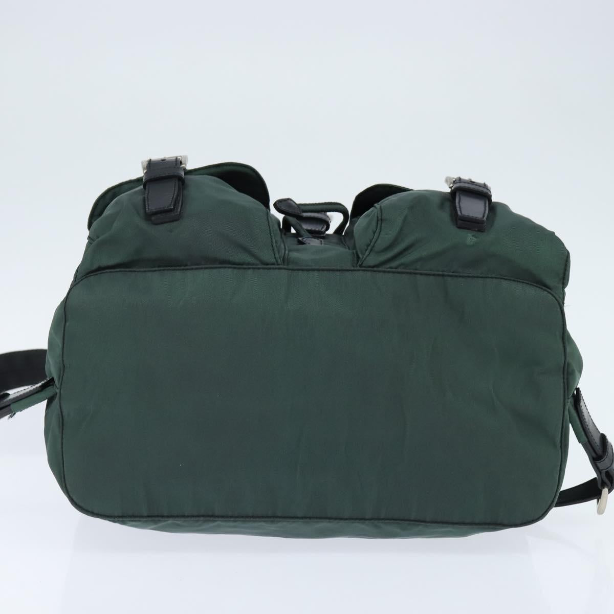 PRADA Backpack Nylon Khaki Silver Auth 121319