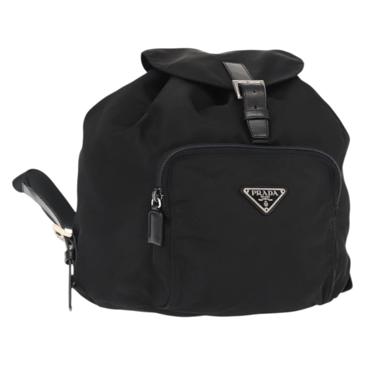 PRADA Backpack Nylon Black Silver Auth 121320