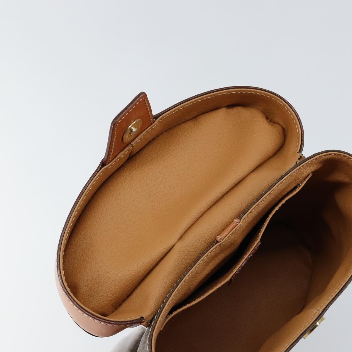 CELINE Macadam Canvas Vanity Pouch PVC Leather Brown Gold Auth 121321