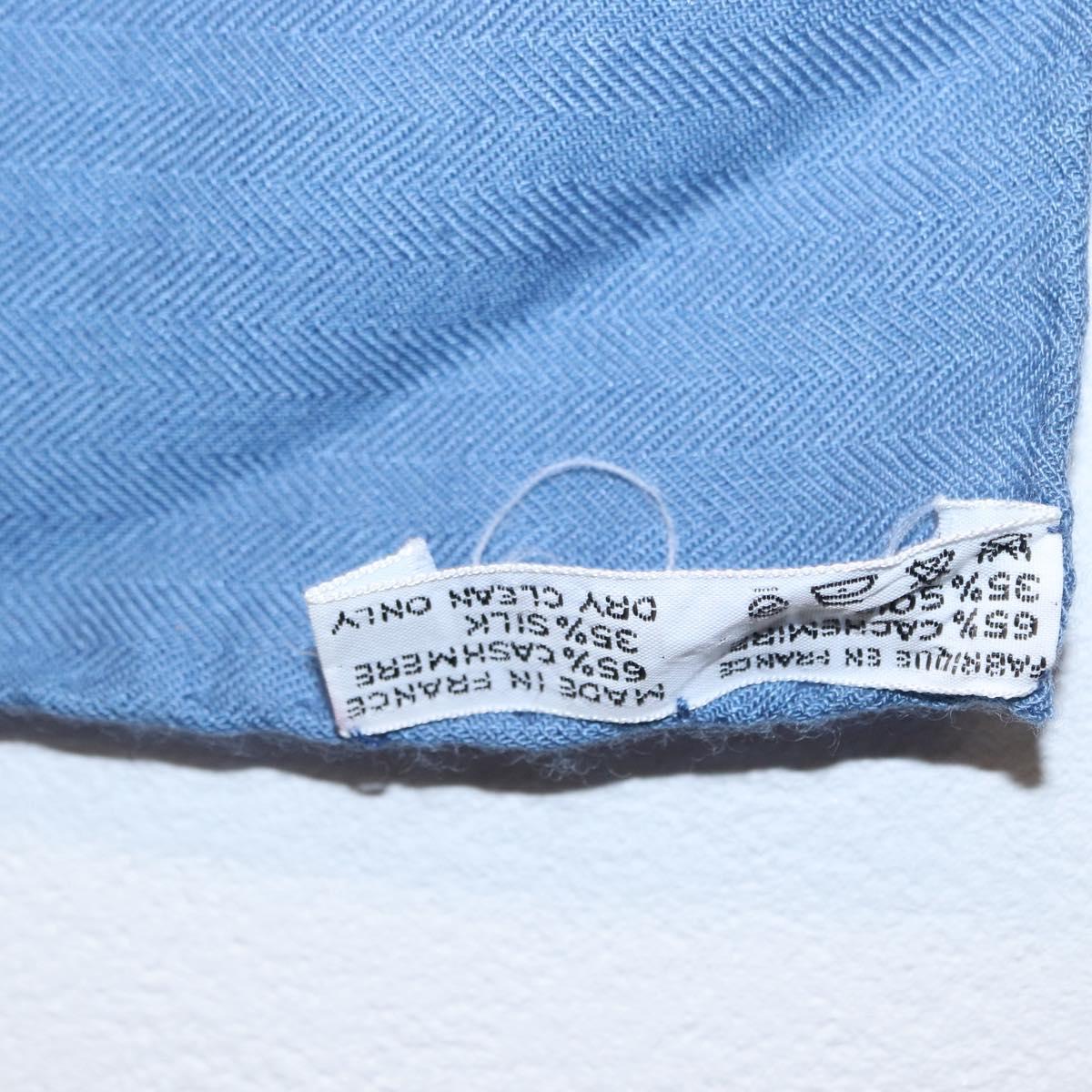 HERMES Carre 140 Scarf Silk Cashmere Light Blue Auth 121330V