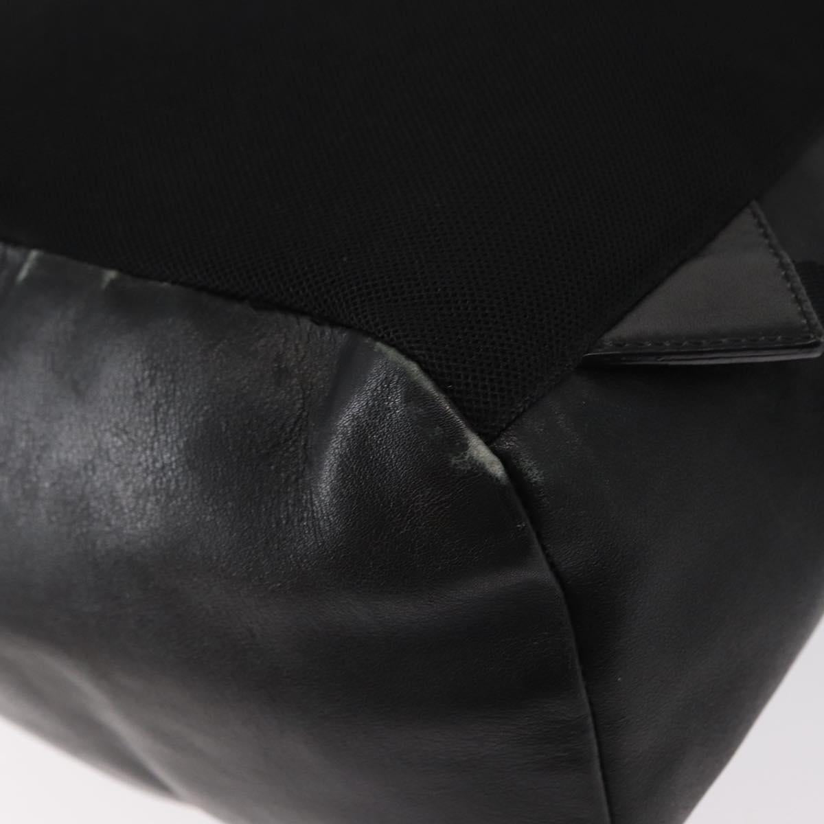 PRADA Backpack Leather Black Silver Auth 121332