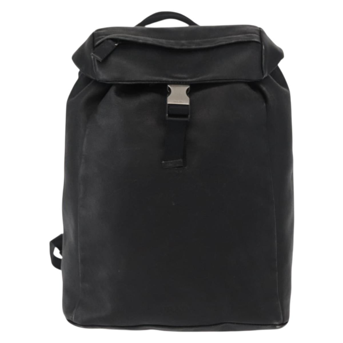 PRADA Backpack Leather Black Silver Auth 121332