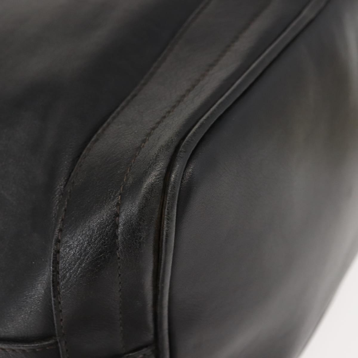 GUCCI Shoulder Bag Leather Black Gold Auth 121343