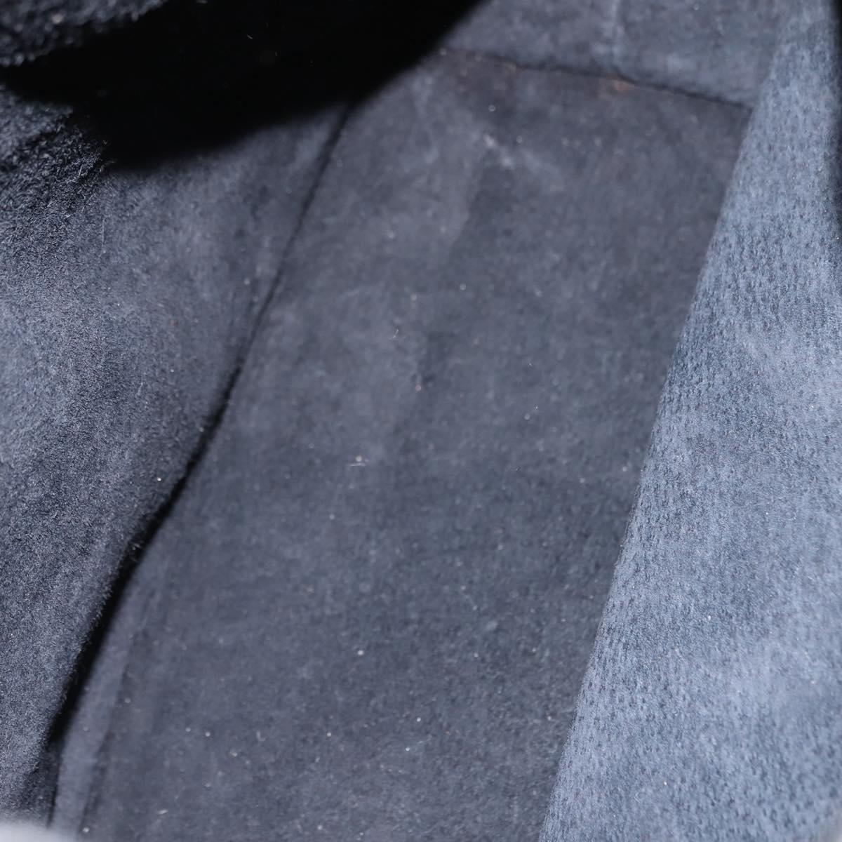 GUCCI Shoulder Bag Leather Black Gold Auth 121343