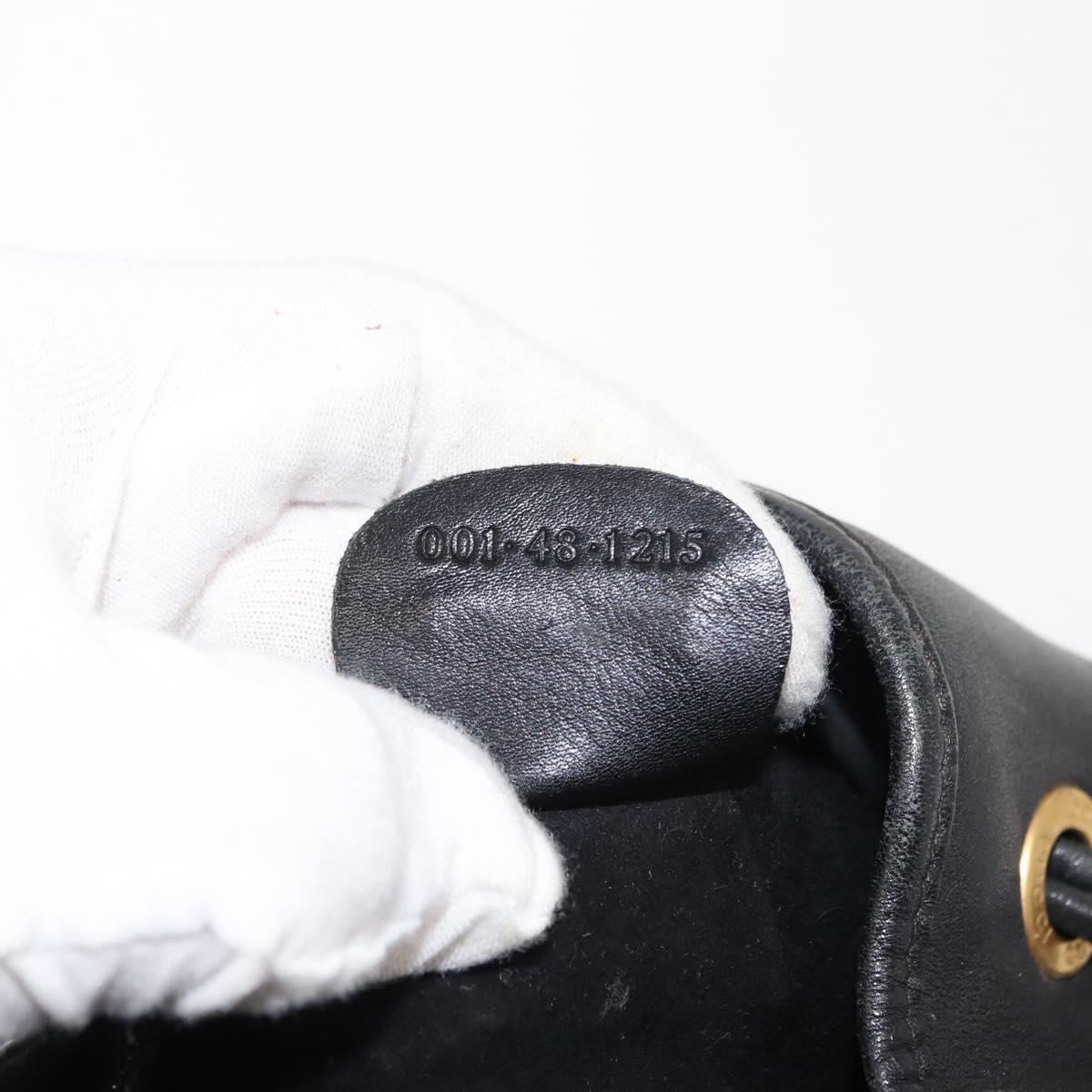 GUCCI Shoulder Bag Leather Black Gold Auth 121343