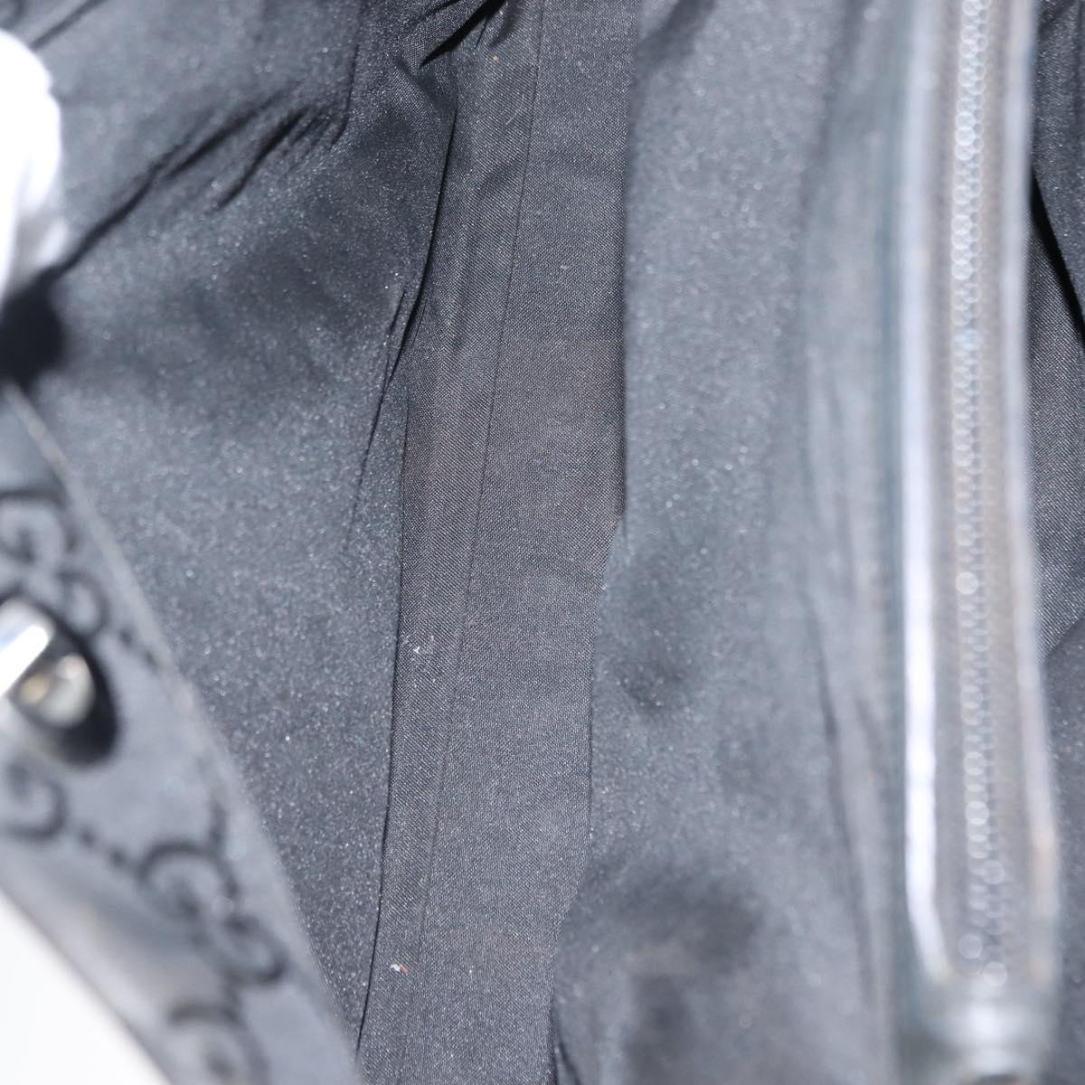 GUCCI GG Canvas Bamboo Hand Bag Nylon Black Silver 0021010 Auth 121344