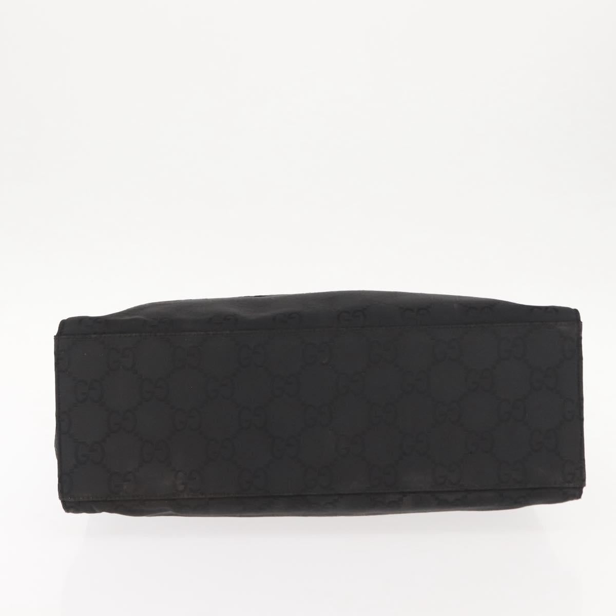 GUCCI GG Canvas Bamboo Hand Bag Nylon Black Silver 0021010 Auth 121344