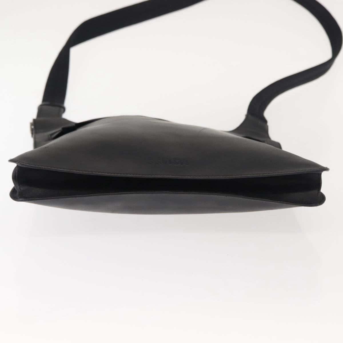 PRADA Shoulder Bag Leather Black Auth 121345