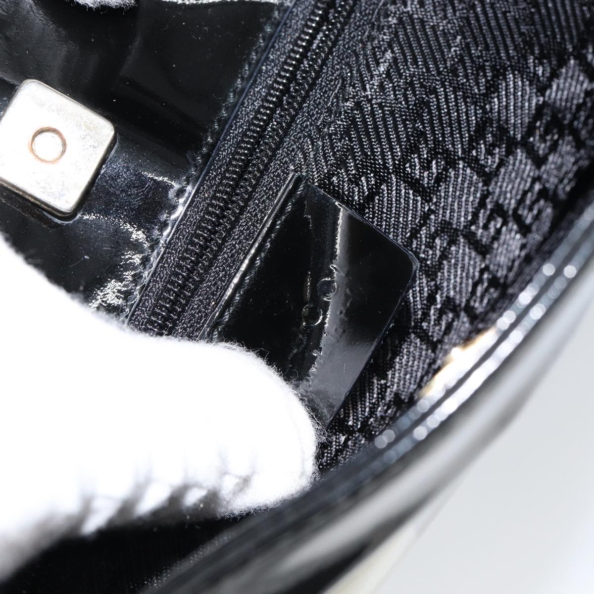 GUCCI Shoulder Bag Enamel Canvas Black Gold 001 4231 Auth 121347