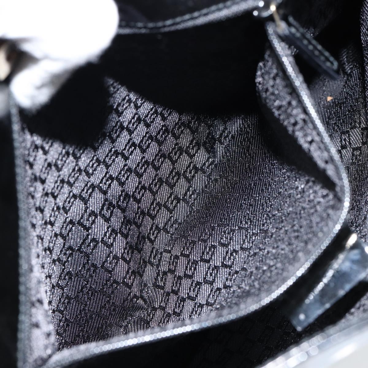 GUCCI Shoulder Bag Enamel Canvas Black Gold 001 4231 Auth 121347