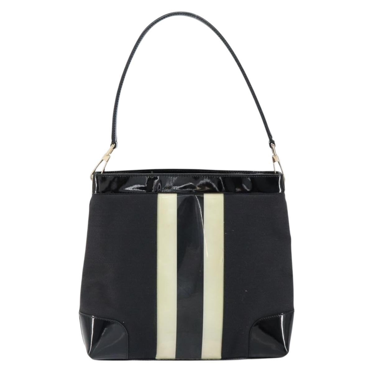 GUCCI Shoulder Bag Enamel Canvas Black Gold 001 4231 Auth 121347