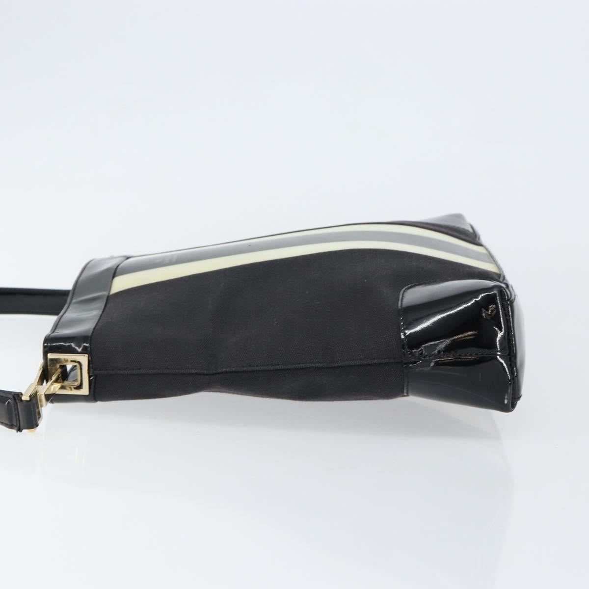 GUCCI Shoulder Bag Enamel Canvas Black Gold 001 4231 Auth 121347