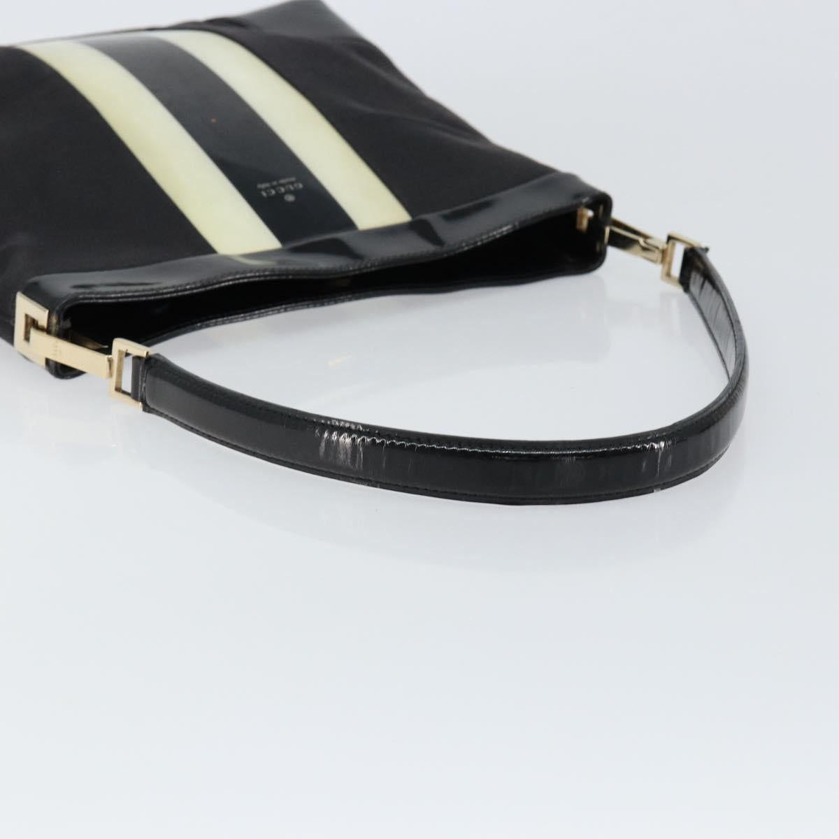 GUCCI Shoulder Bag Enamel Canvas Black Gold 001 4231 Auth 121347