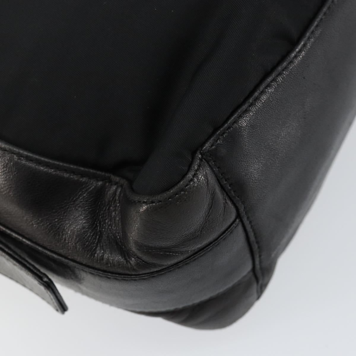 PRADA Shoulder Bag Nylon Leather Black Silver Auth 121352