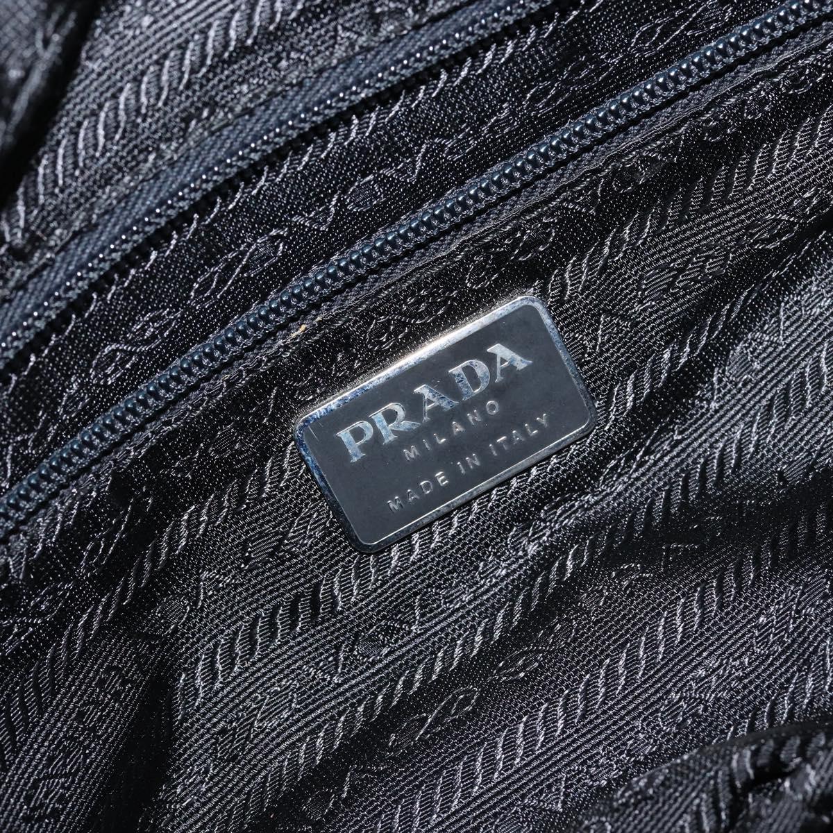 PRADA Shoulder Bag Nylon Leather Black Silver Auth 121352