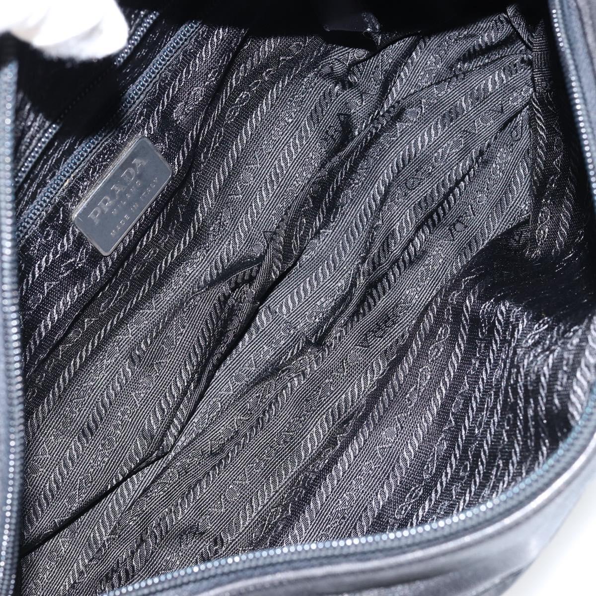 PRADA Shoulder Bag Nylon Leather Black Silver Auth 121352