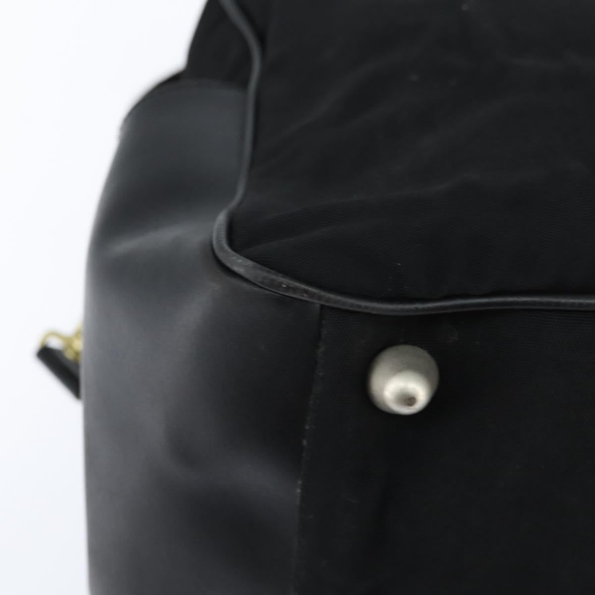 BALLY Boston Bag Nylon Leather 2way Black Silver gold Auth 121353