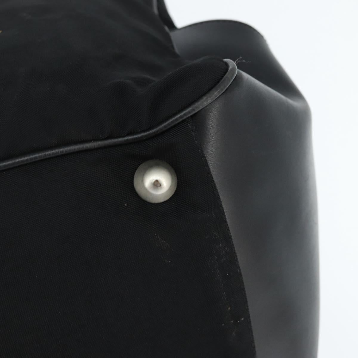 BALLY Boston Bag Nylon Leather 2way Black Silver gold Auth 121353