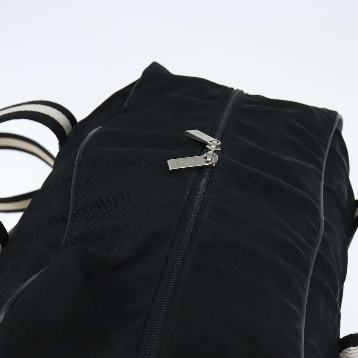 BALLY Boston Bag Nylon Leather 2way Black Silver gold Auth 121353