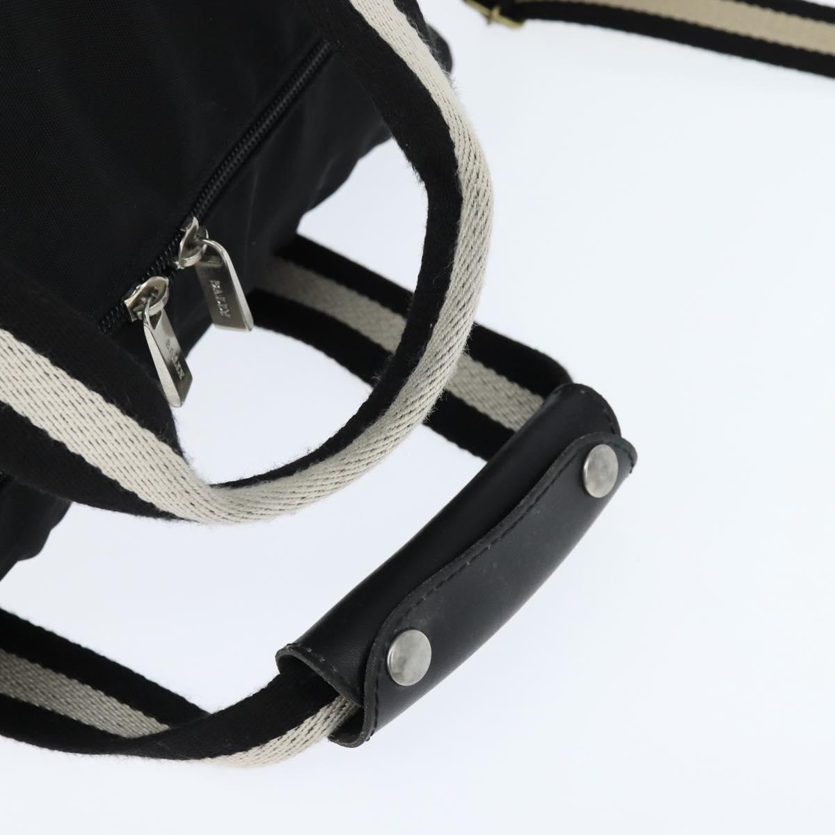 BALLY Boston Bag Nylon Leather 2way Black Silver gold Auth 121353