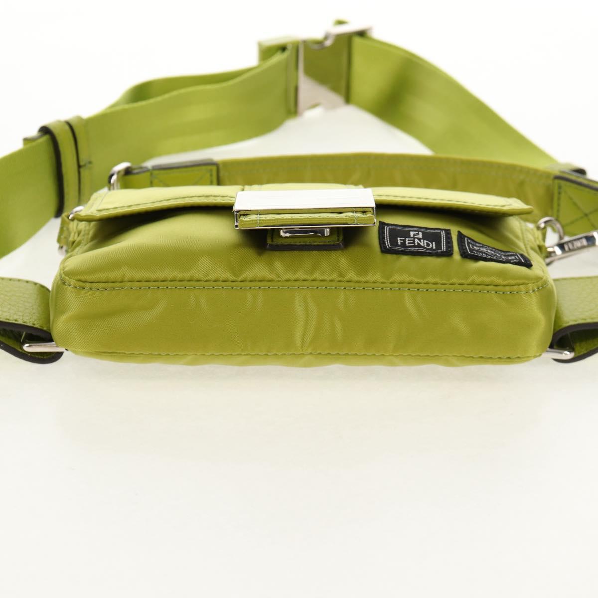 FENDI POTER Shoulder Bag Nylon 2way Green Silver Auth 121360M