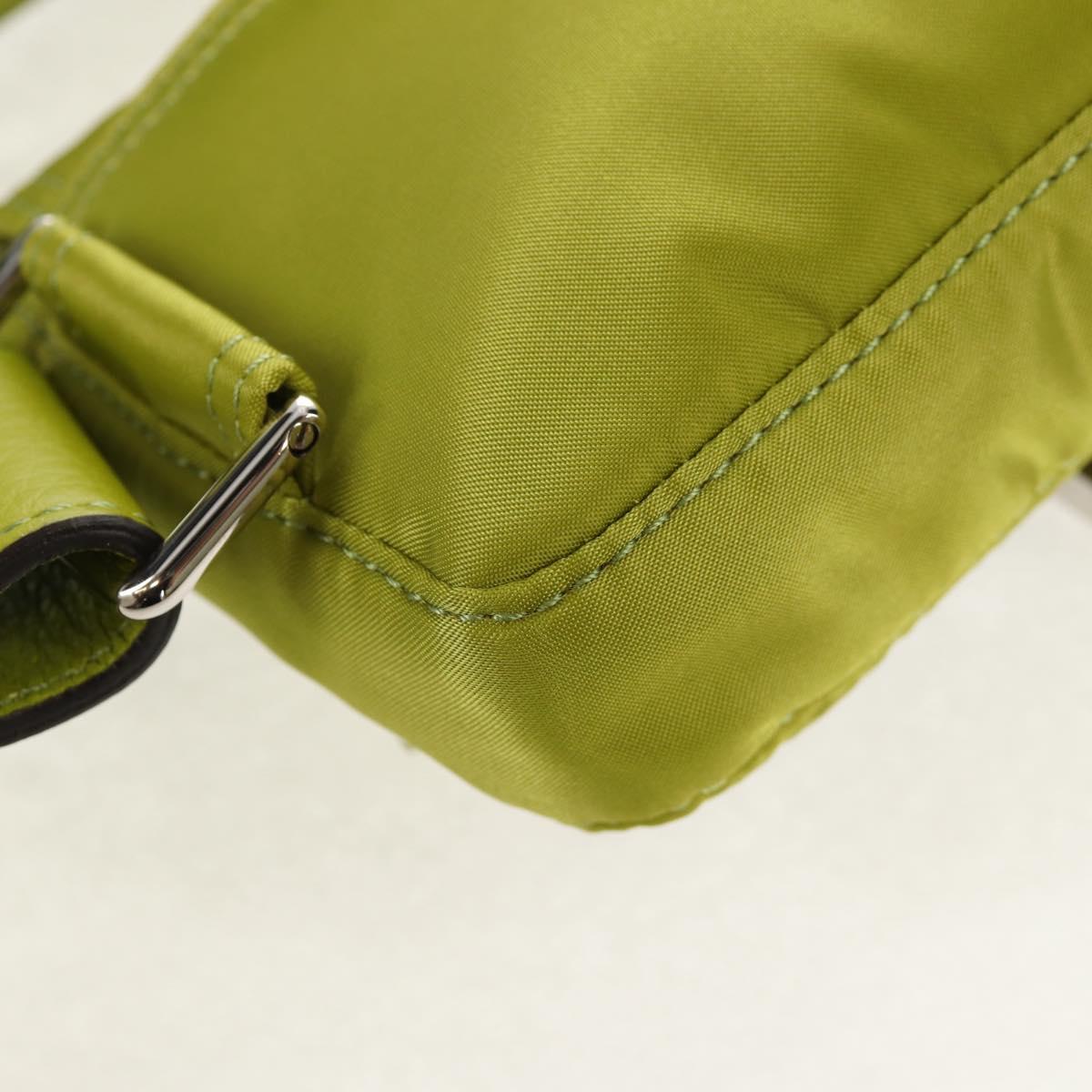 FENDI POTER Shoulder Bag Nylon 2way Green Silver Auth 121360M