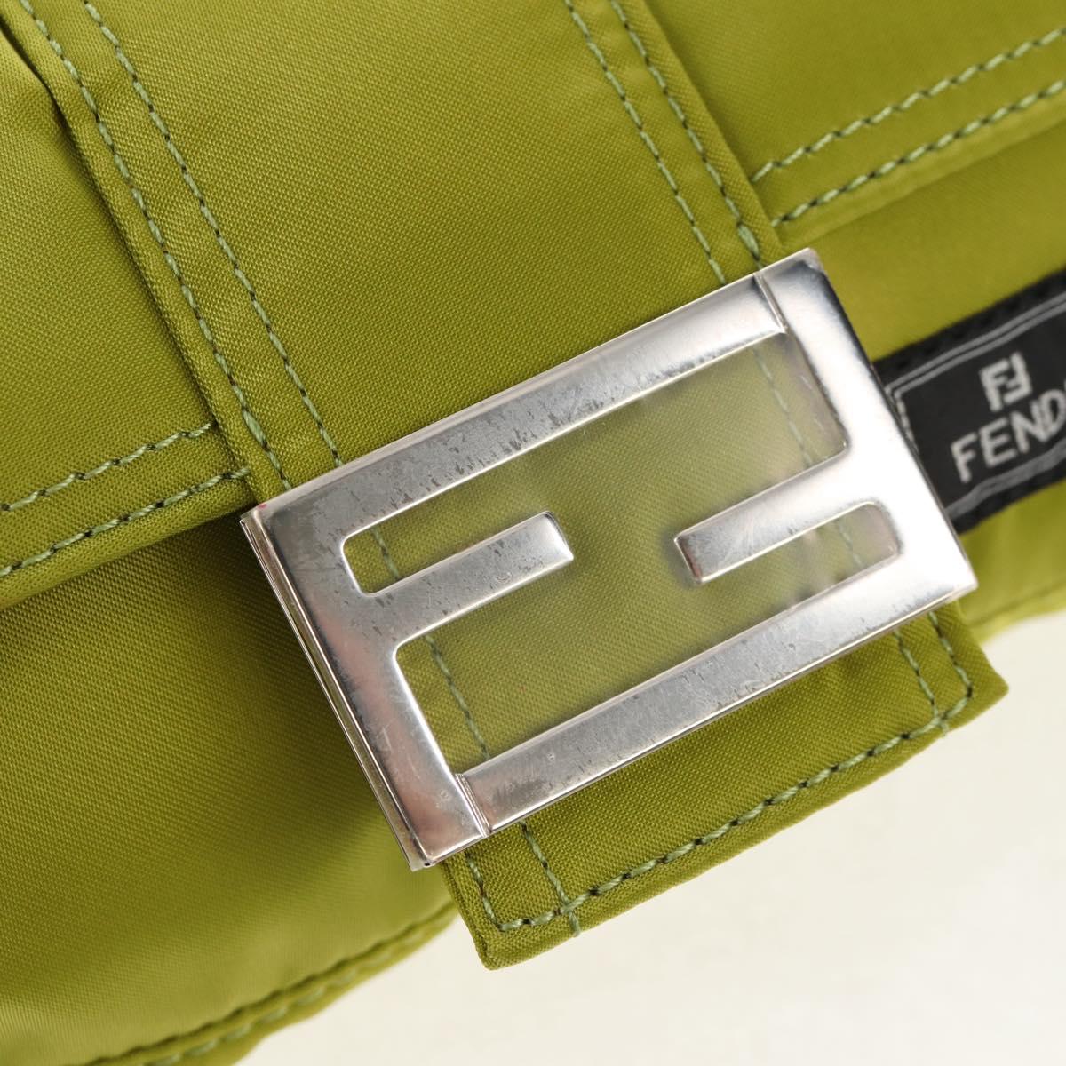 FENDI POTER Shoulder Bag Nylon 2way Green Silver Auth 121360M