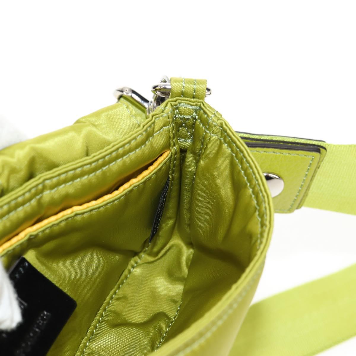 FENDI POTER Shoulder Bag Nylon 2way Green Silver Auth 121360M