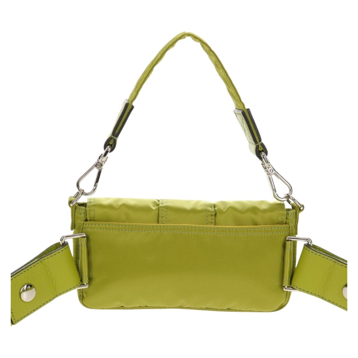 FENDI POTER Shoulder Bag Nylon 2way Green Silver Auth 121360M
