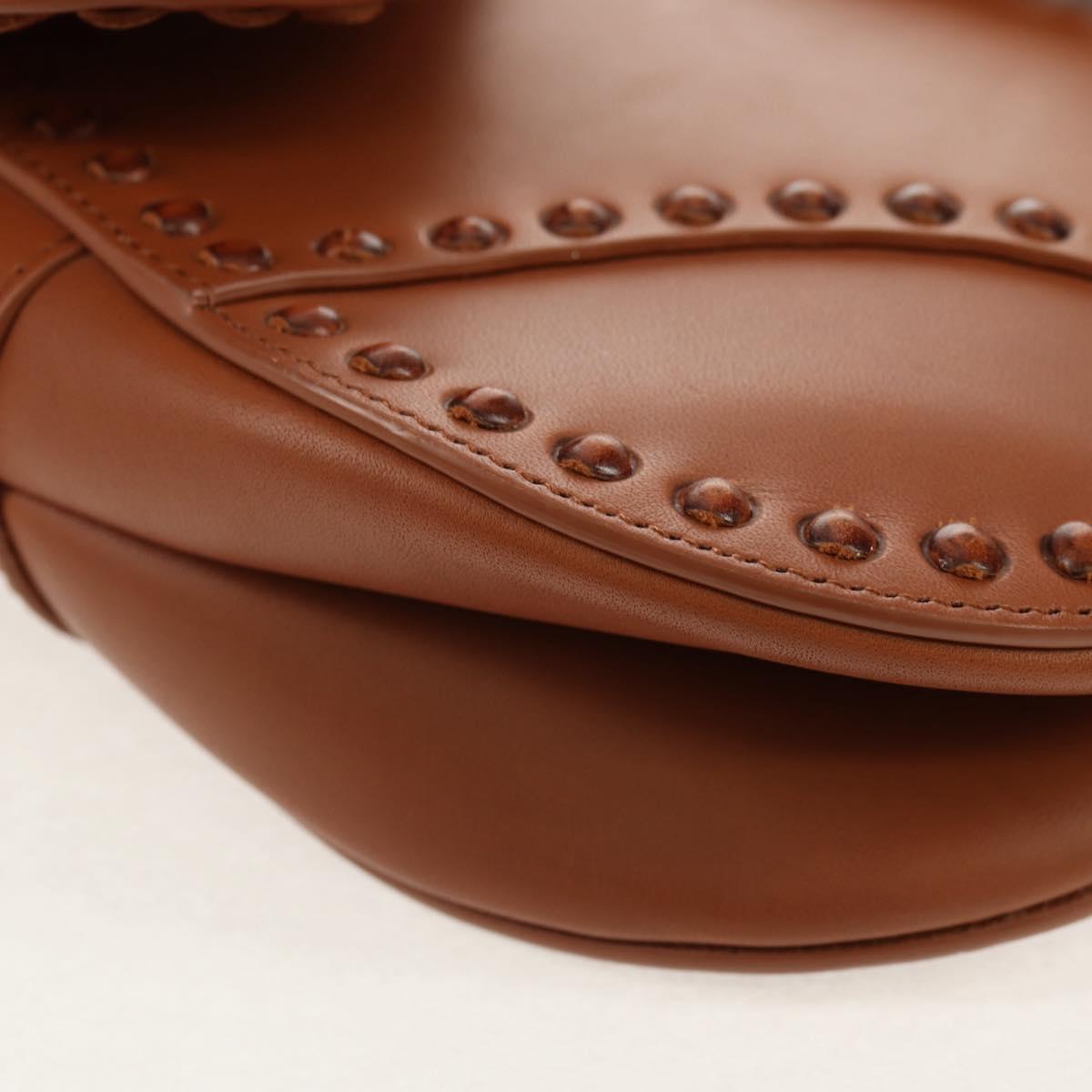 Christian Dior Saddle bag Shoulder Bag Leather Beige Auth 121361M