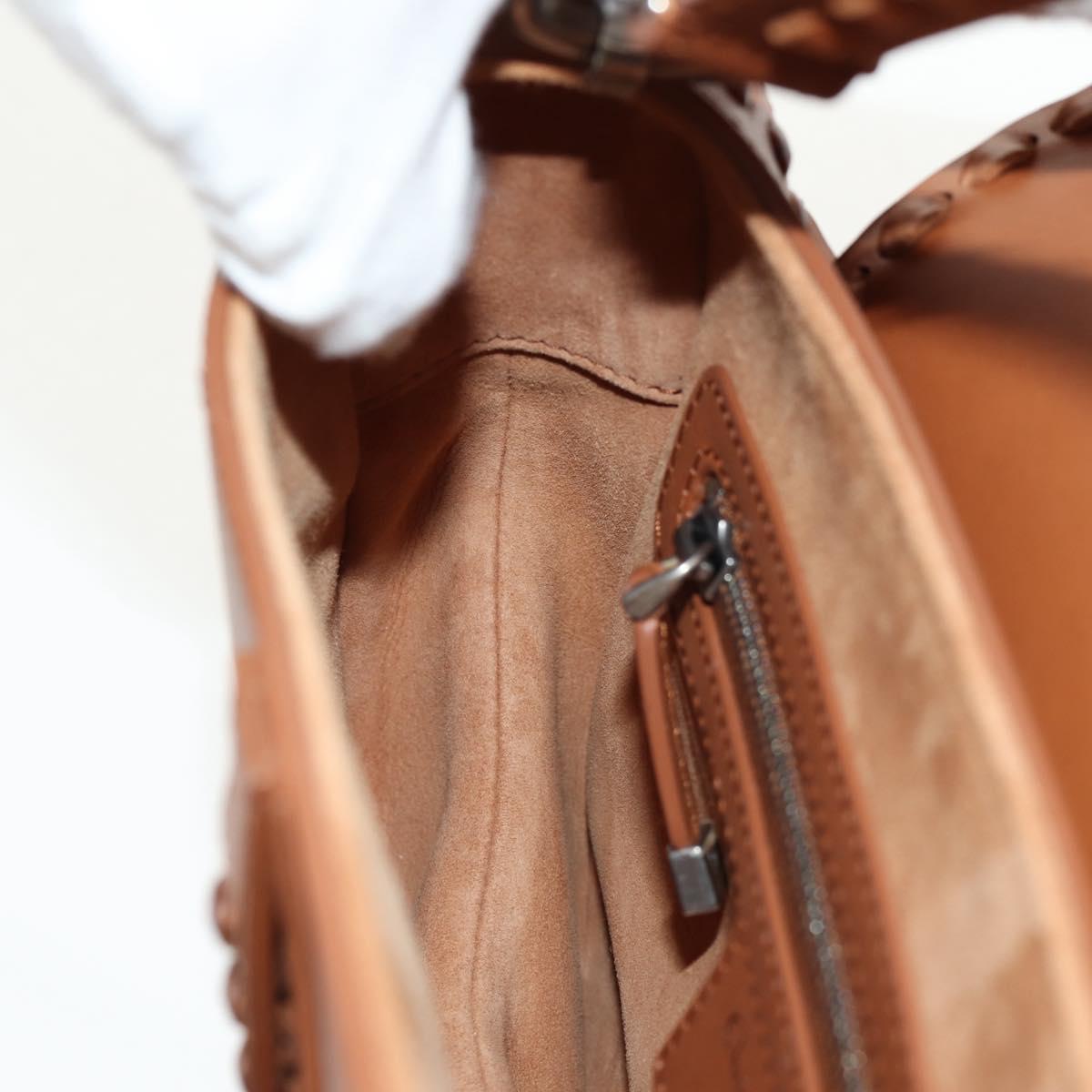 Christian Dior Saddle bag Shoulder Bag Leather Beige Auth 121361M