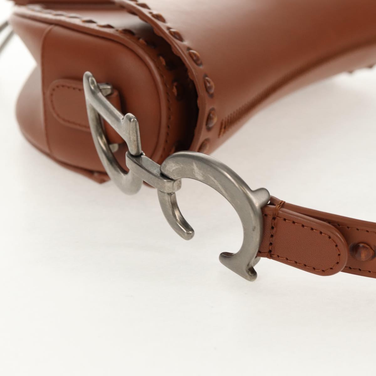 Christian Dior Saddle bag Shoulder Bag Leather Beige Auth 121361M